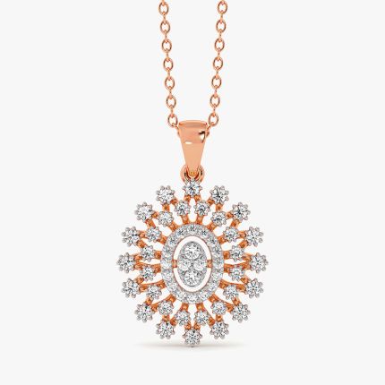 Sunburst 14Kt Rose Gold Diamond Pendant