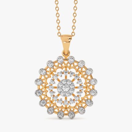 Intricate Bloom 14Kt Yellow Gold Diamond Pendant