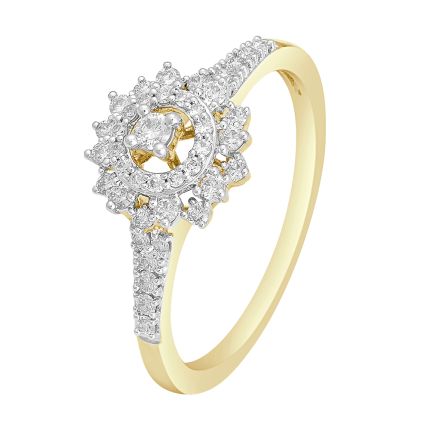 Sunflower Design Diamond Finger Ring