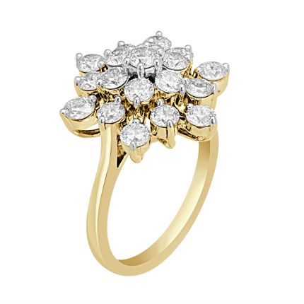 Flower Burst Crown Star Diamond Finger Ring