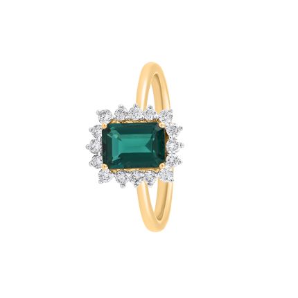 Spangled Emerald Halo Ring