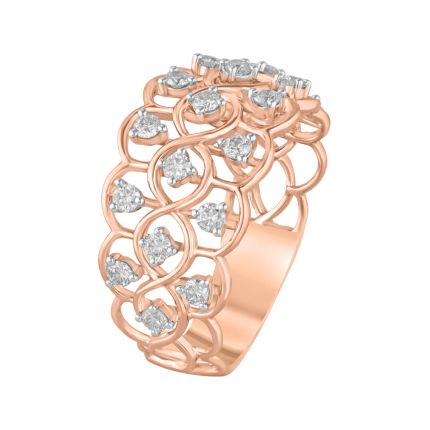 Attractive Swirl Design Diamond Finger Band