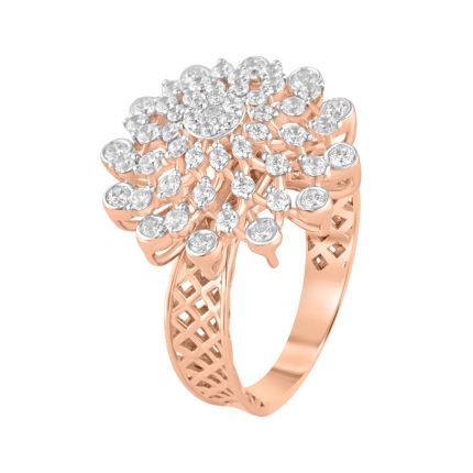 Floral Embellished Diamond Studded Cocktail Ring
