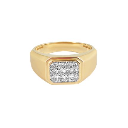 Exquisite Yellow Gold Diamond Ring For Men