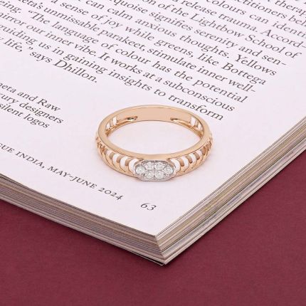 Stylish Lattice Pattern Diamond Finger Ring