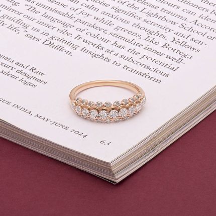 Alluring 14KT Rose Gold Diamond Finger Band