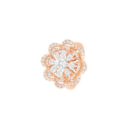 Starlit Rose Gold Floral Womens Ring