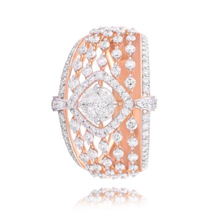 Dazzling Multi Row Diamond Cocktail Ring