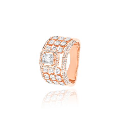 Radiant Geometric Diamond Cocktail Ring