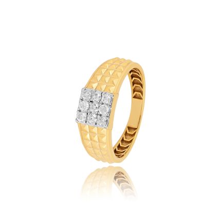 Nine Stone Yellow Gold Ring For Men