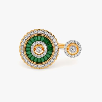 Botanical Shades 14KT Diamond and Green Stone Ring