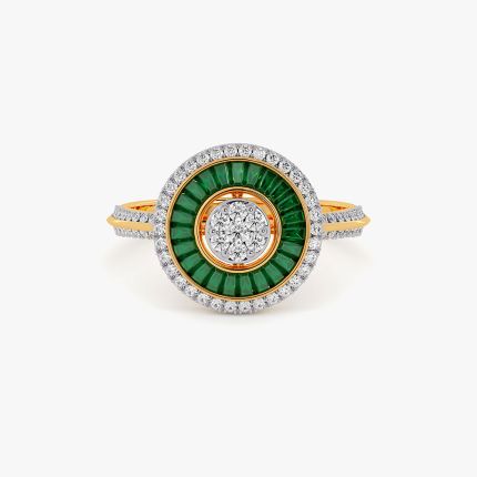Evergreen Shades 14KT Diamond and Green Stone Ring