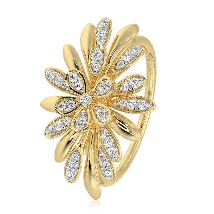 Radiant Floral 14Kt Yellow Gold Ring