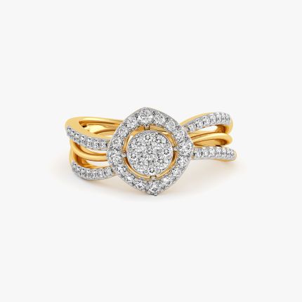 Geometric Edge Yellow Gold Diamond Ring