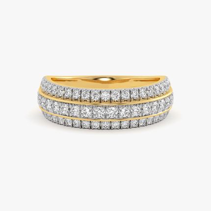 Bold Multirow Yellow Gold Diamond Ring