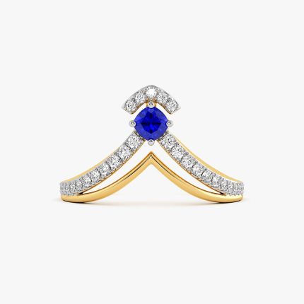Stylish Yellow Gold Diamond and Red Stone Ring