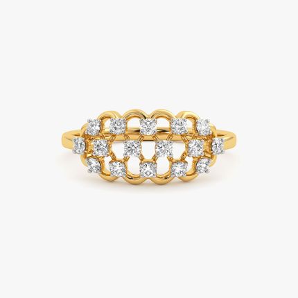 Checkered Yellow Gold Diamond Ring