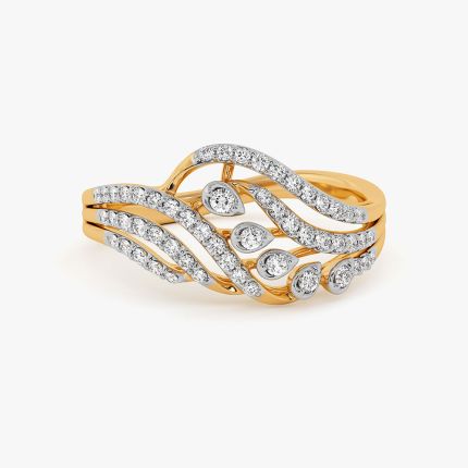 Graceful Leaf Yellow Gold Diamond Ring