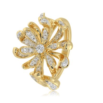 Floral 14Kt Yellow Gold Cocktail Ring