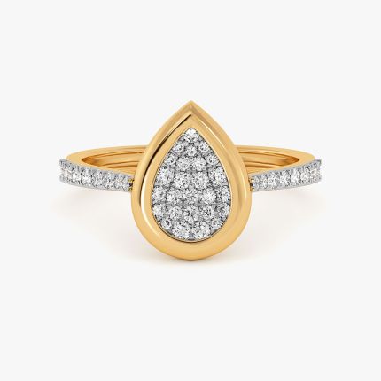 Elongated Drop Yellow Gold Diamond Ring