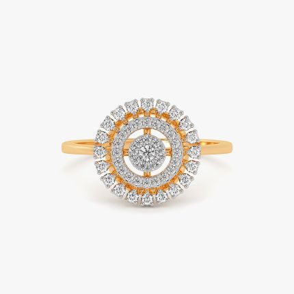 Dazzling Flower 14Kt Yellow Gold Diamond Ring