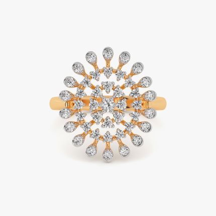 Dazzling Flower 14Kt Yellow Gold Diamond Ring