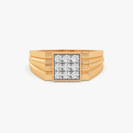 Everyday Cluster 14Kt Yellow Gold Diamond Ring for Men