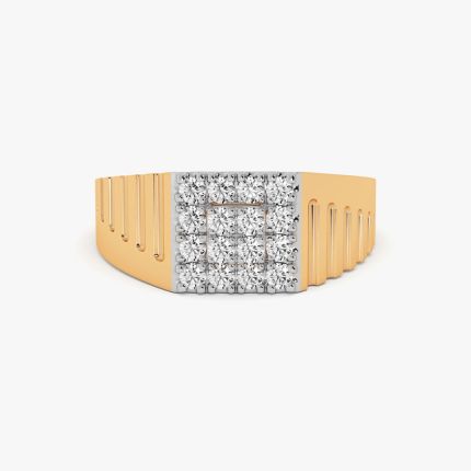 Strikingly Bold 14Kt Yellow Gold Diamond Ring for Men