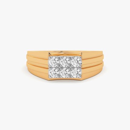 Intricately Bold 14Kt Yellow Gold Diamond Ring for Men