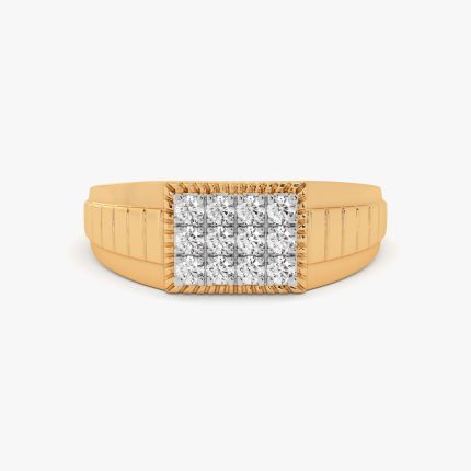Classic Bold 14Kt Yellow Gold Diamond Ring for Men