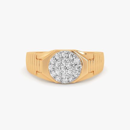 Clustered Glow 14Kt Yellow Gold Diamond Ring for Men