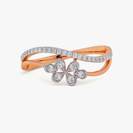 Velvet Leaf Rose Band Ring