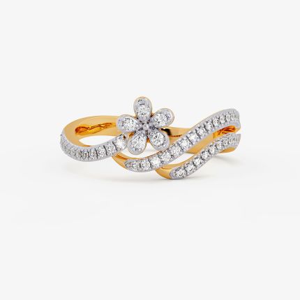 Gilded Floral Yellow Diamond Ring
