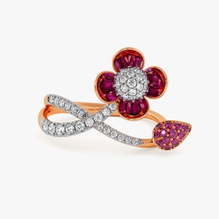Shine 14Kt Diamond and Red Stone Ring