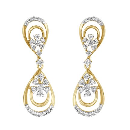 Elegant Rose Gold Teardrop Floral Earrings