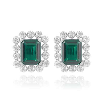 Stylish Gemstone and Diamond Crown Star Earrings