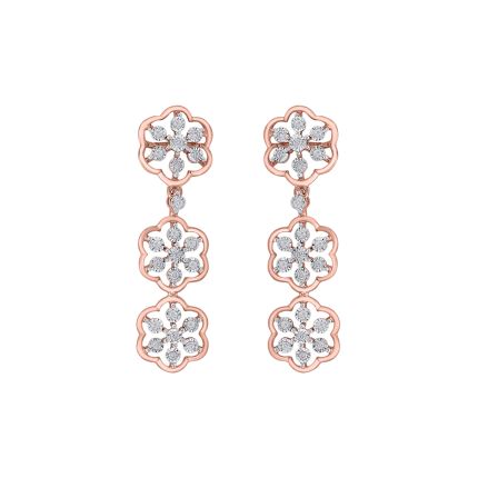 Floral Diamond and Rose Gold Earrings