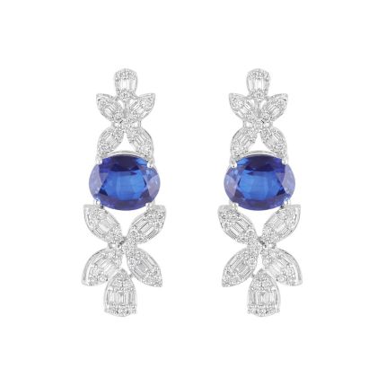 Pristine Floral and Diamond Cocktail Earrings