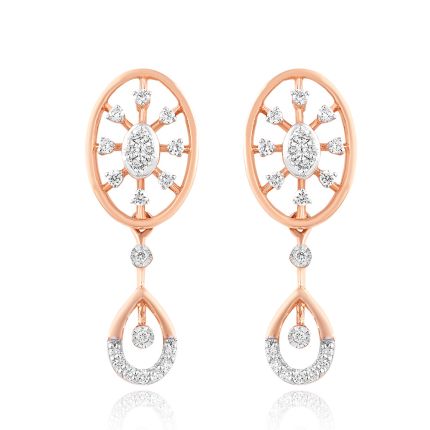 Diamond Oval Drop Earrings