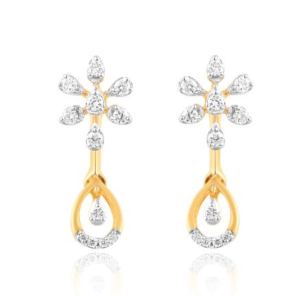 Floral Drop Diamond Earrings