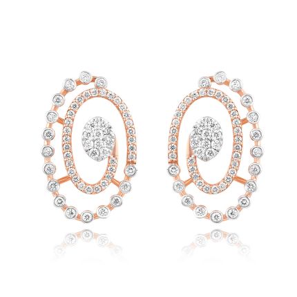 Spiraled Circle Diamond Earrings