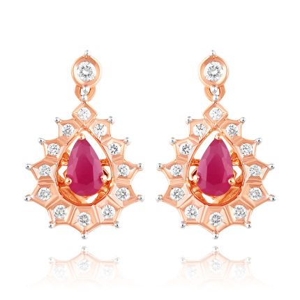 Regal Ruby Diamond Earrings