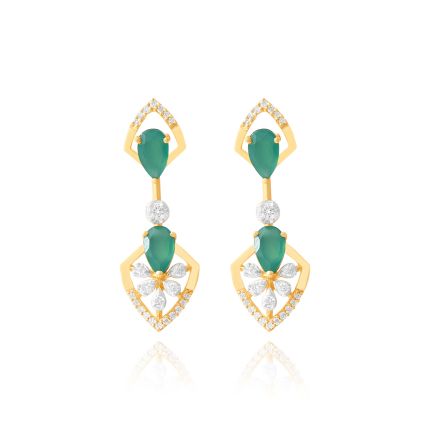 Green Onyx Accent Diamond Earrings