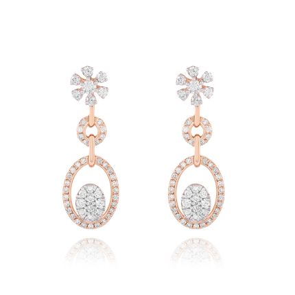 Diamond Floral Drop Earrings