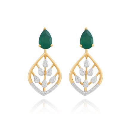 Green Leaf Diamond Earrings