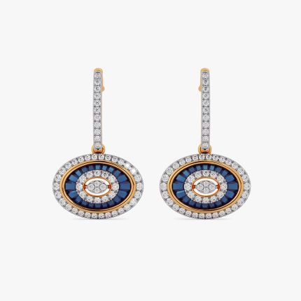 Oceanic Shades 14KT Diamond and Blue Stone Drop Earrings
