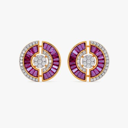 Ember Shades 14KT Diamond and Pink Stone Stud Earrings