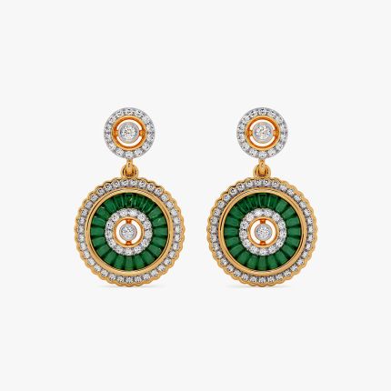 Verdant Shades 14KT Diamond and Green Stone Drop Earrings