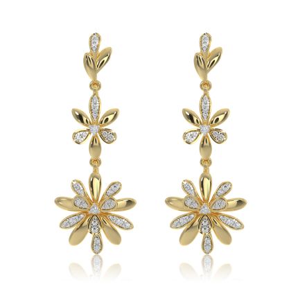 Graceful Floral 14Kt Yellow Gold Earrings