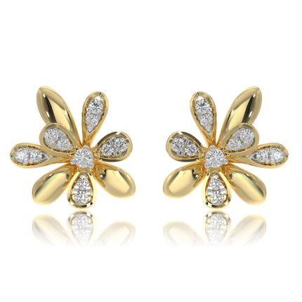 Floral Glow 9Kt Yellow Gold Stud Earrings